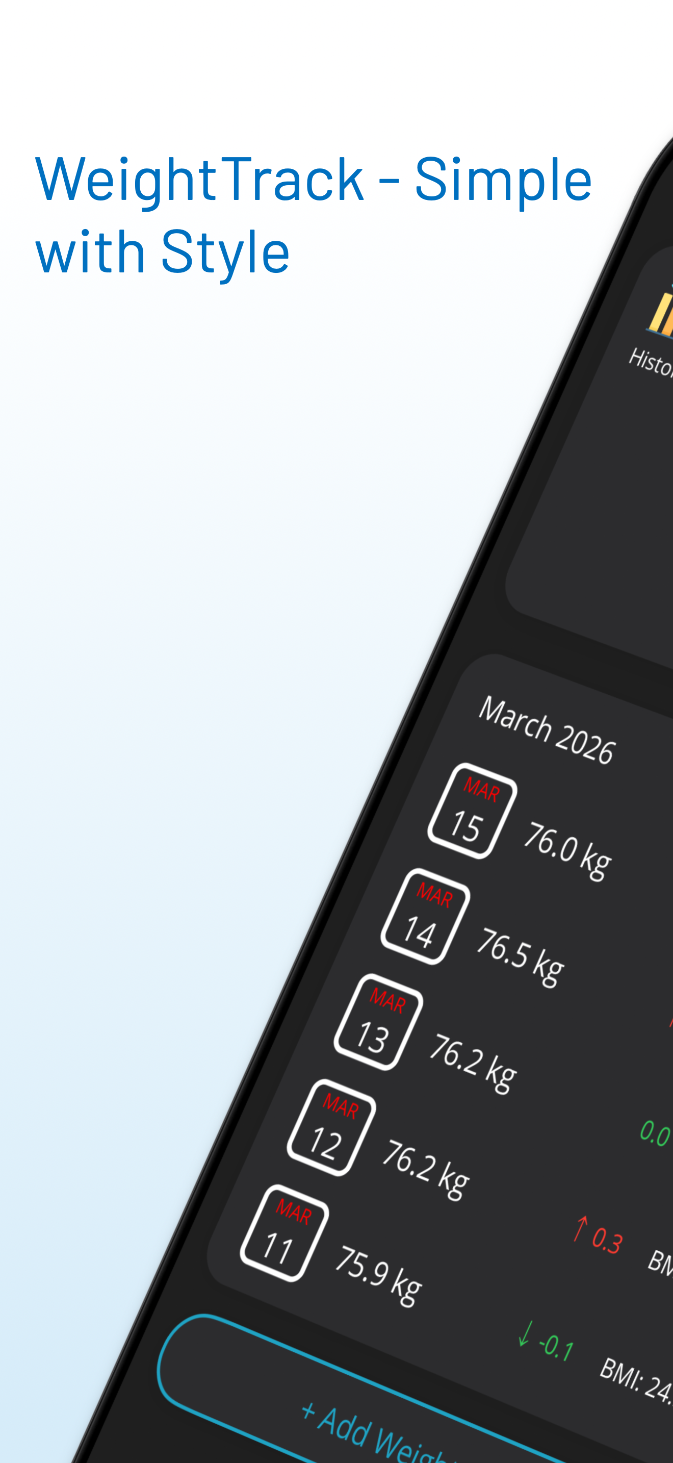 WeightTrack history list