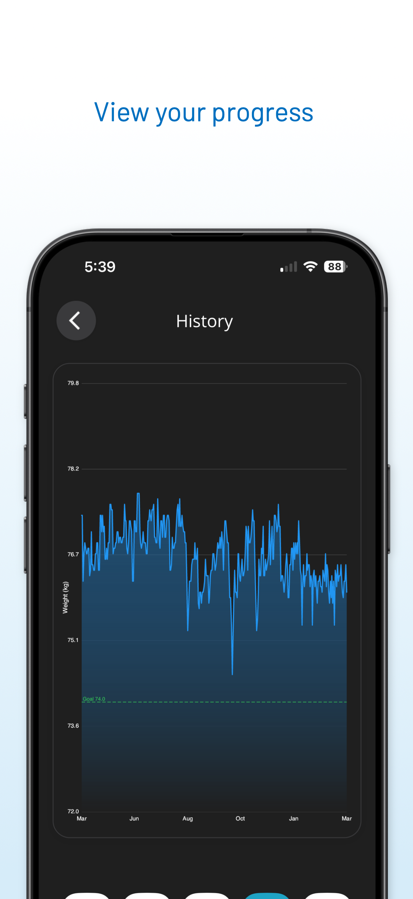 WeightTrack progress chart