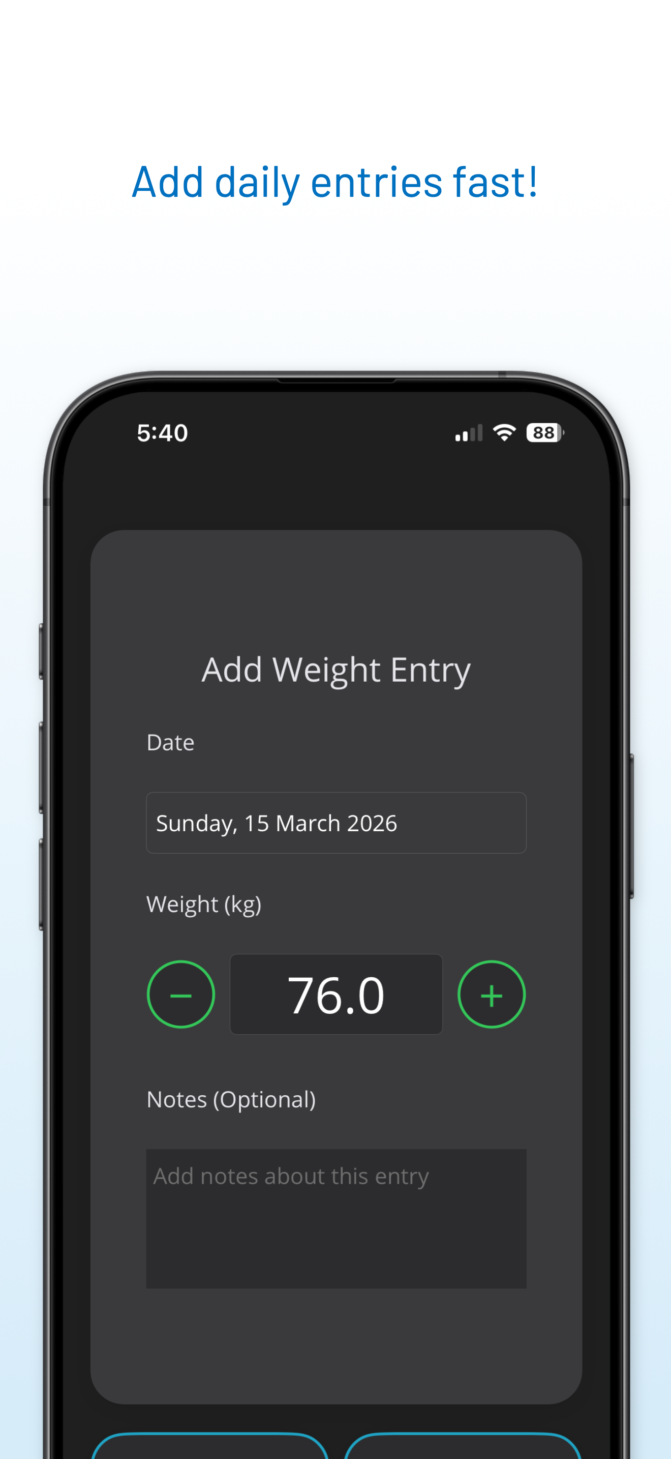 WeightTrack add entry