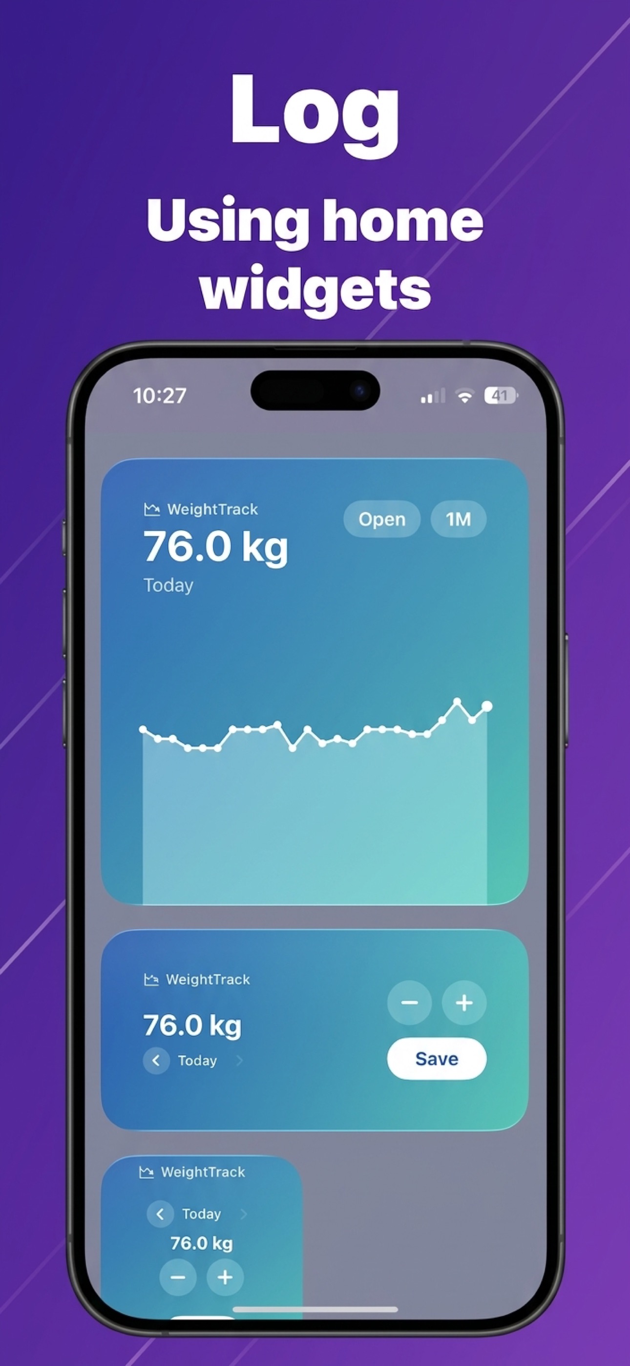 WeightTrack home screen widgets for quick logging