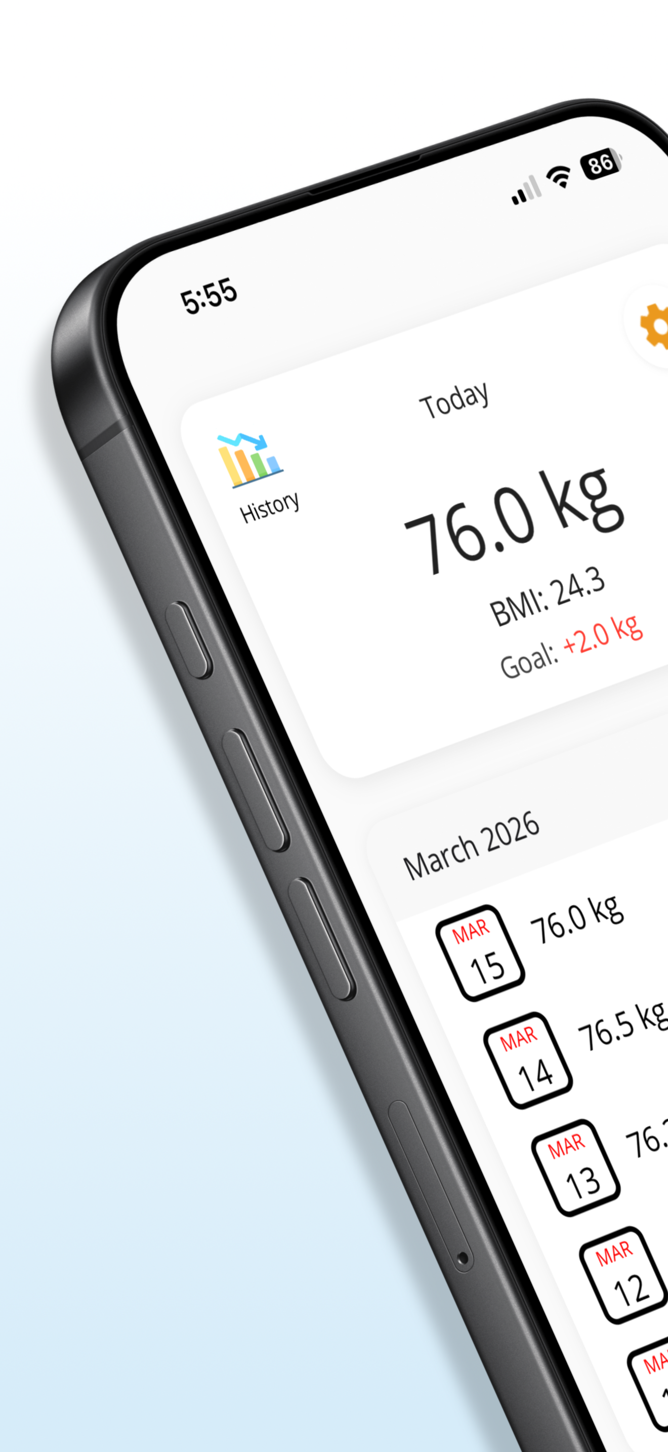 WeightTrack dashboard